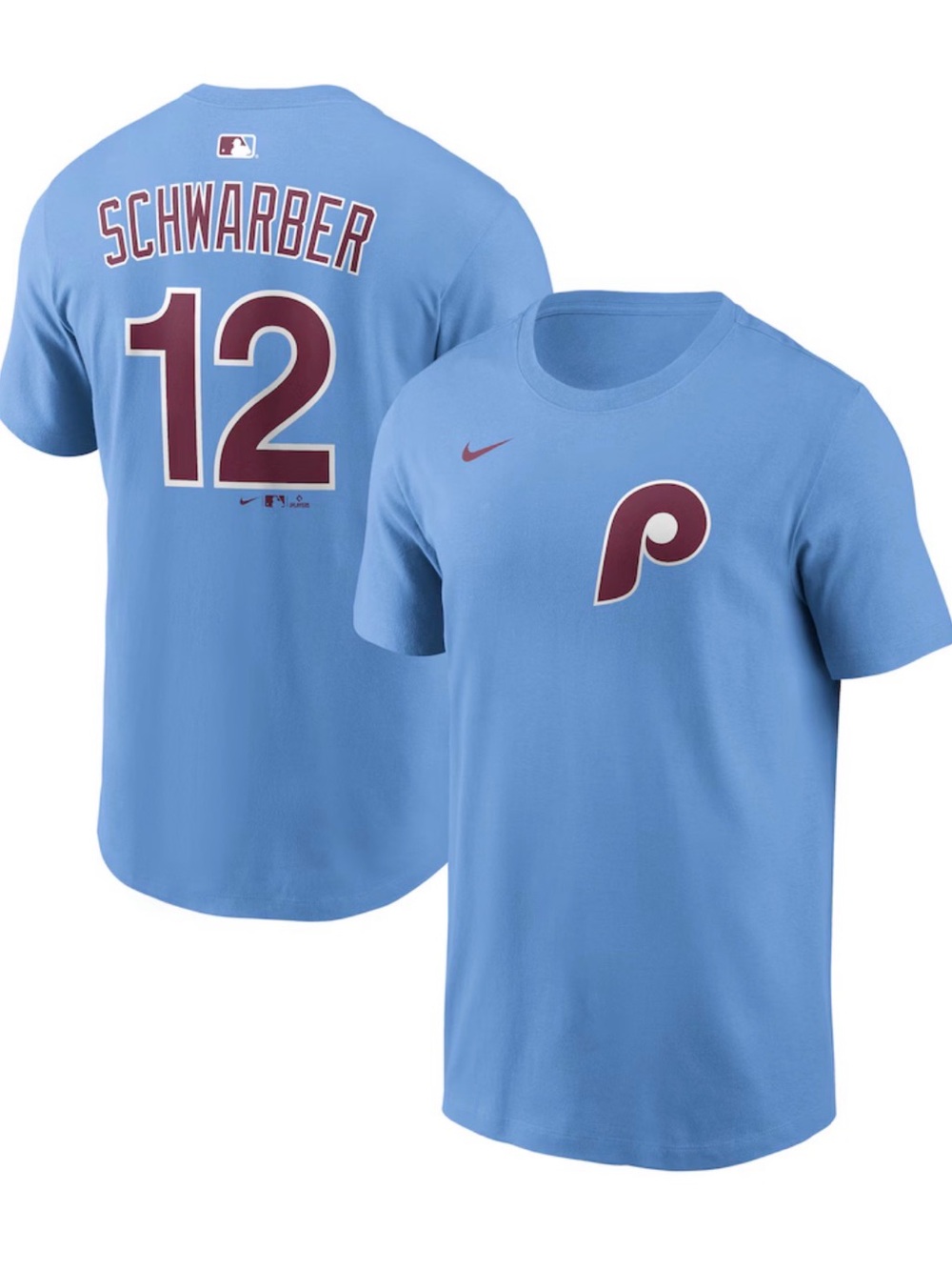 Nike Sky Blue Phillies Schwarber #12 Short Sleeve Tee